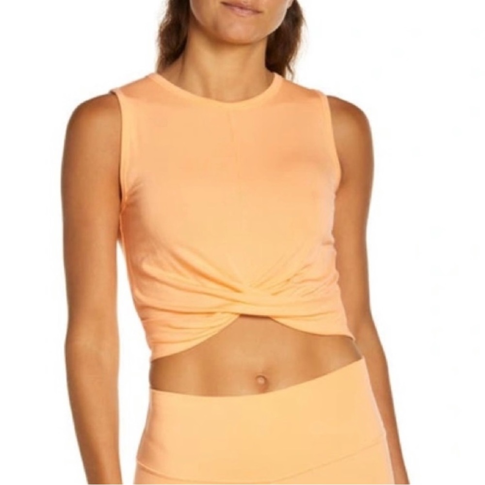 ALO Yoga twisted hem cover tank M Tangerine 🧡 Best Seller New Never Worn!
